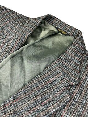 VTG Harris Tweed Men's 100% Wool 2-Button Blazer Gray Plaid • USA • 42L US